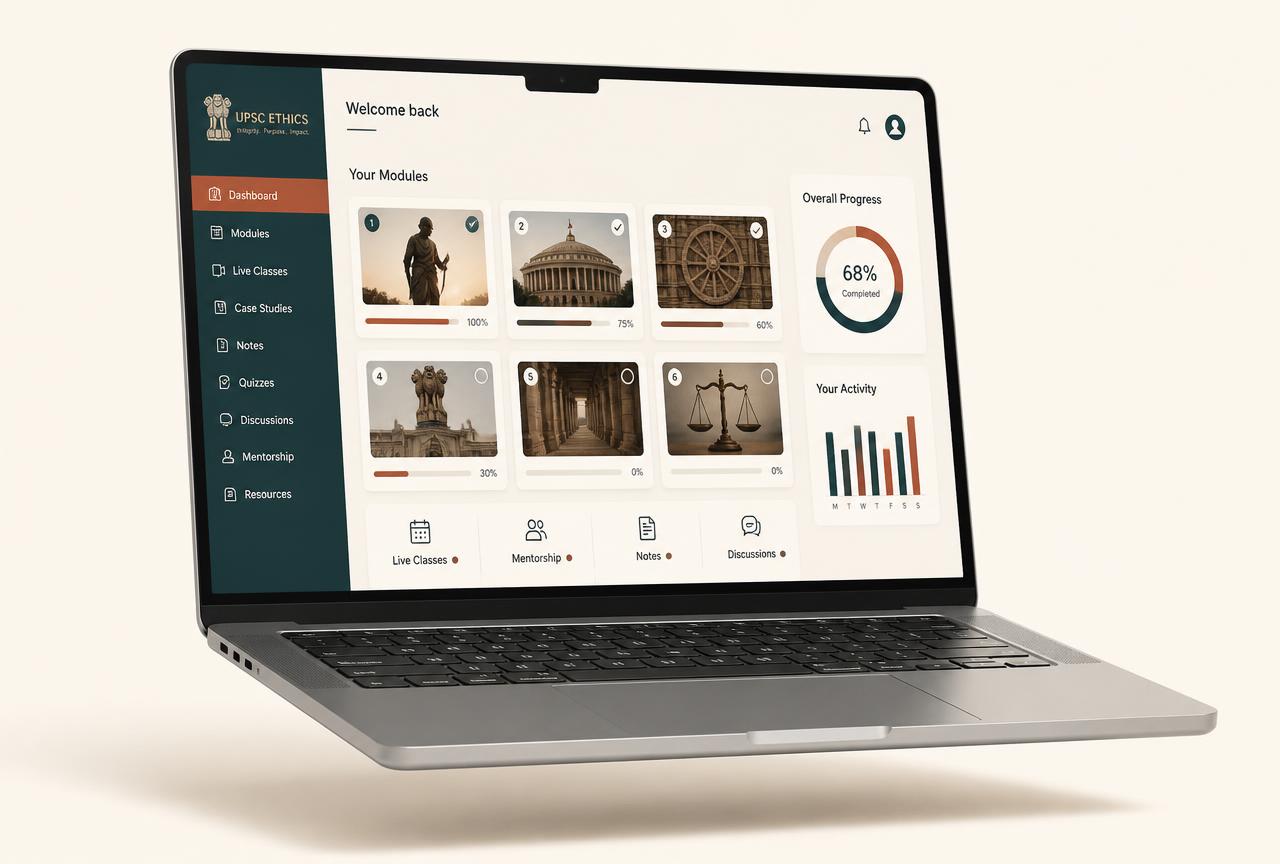 Your Ethics dashboard — modules, progress, submissions.